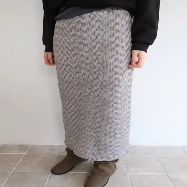 [BUNJANG] Murrow Take Me Slit Mix Herringbone Long Skirt / [새상품] 뮤로우 테이크미 슬릿 믹스 헤링본 롱스커트