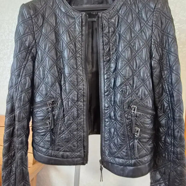[BUNJANG] ZARA Quilted Lambskin Leather Jacket / 자라 퀼팅 양가죽 자켓