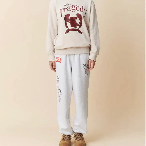 [BUNJANG] Kijun Love Tragedy Pullover Unisex Mélange Oatmeal L / 기준 러브 트래저디 풀오버 유니섹스 멜란지 오트밀 L