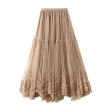 [BUNJANG] Women's Ruffle Flare Long Skirt / 여성 러플 플레어 롱스커트