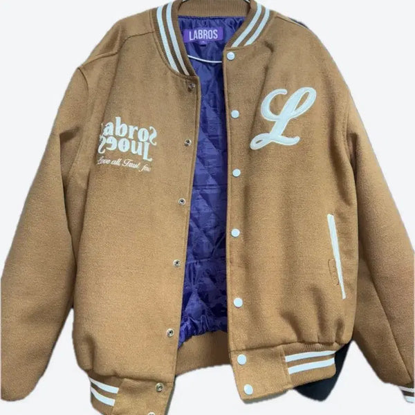 [BUNJANG] Labros Varsity Jacket Brown XL / 라브로스 바시티자켓 브라운 XL 팝니다