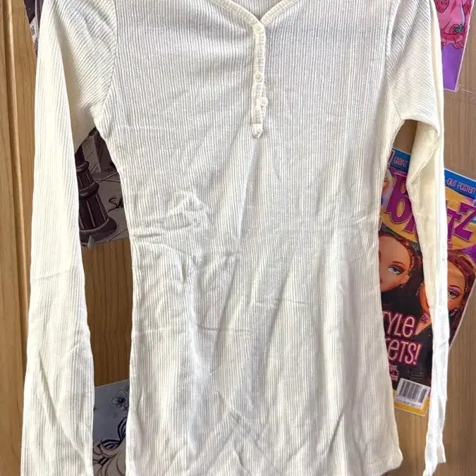 [BUNJANG] Long Sleeve Ribbed Crop Top Beige / 긴팔 골지 크롭티 베이지