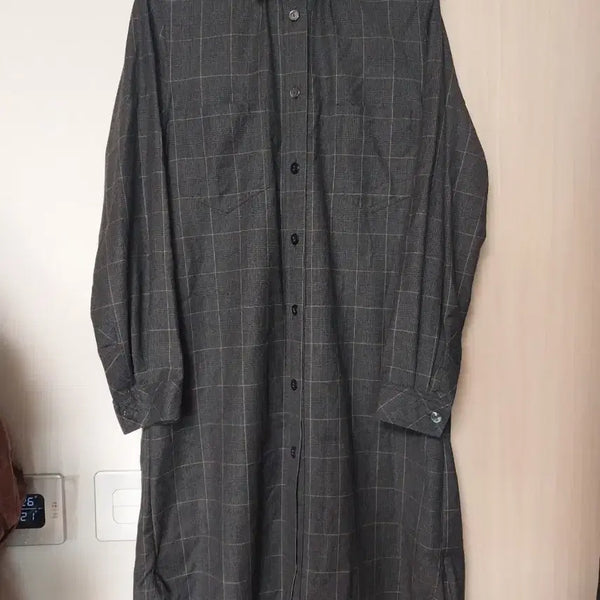 [BUNJANG] Plus Size Checkered Long Shirtdress / 빅사이즈 체크 남방 원피스 77 날씬88
