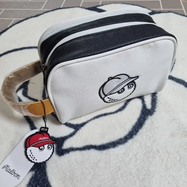 [BUNJANG] Malbon Golf 2-Way Zipper Pouch Bag White / 말본 골프 파우치 가방