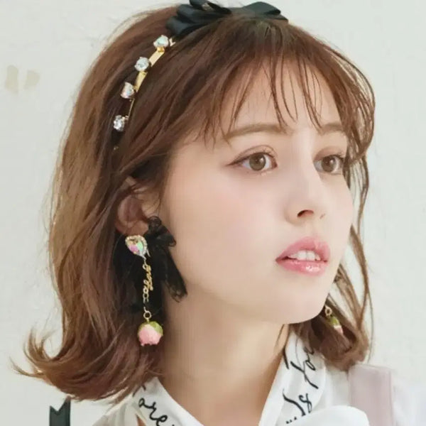 [BUNJANG] Lizlisa Black Ribbon Cubic Headband / 리즈리사 리본 카츄샤 블랙 리본 큐빅 헤어밴드 머리띠 양지뢰 지뢰계