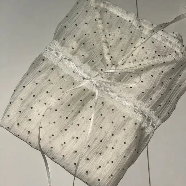 [BUNJANG] Dot Lace Sleeveless Dress (White) / 도트 레이스 나시원피스 (화이트)