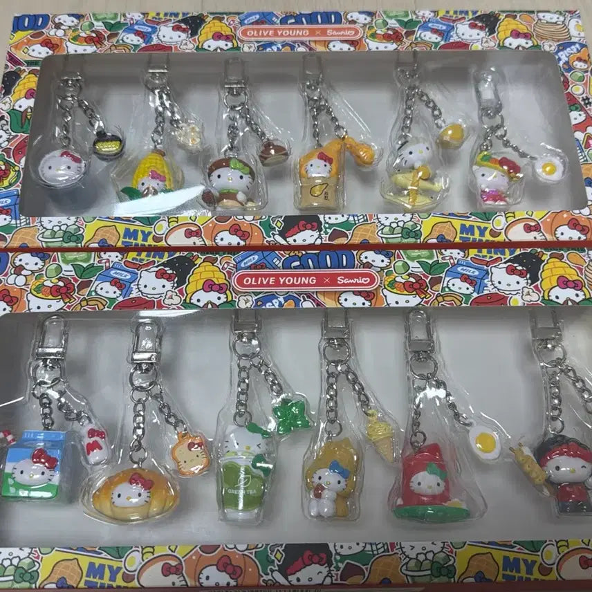 [BUNJANG] Hello Kitty Figurine Keychain (Snack, Meal) Set / 올리브영 텐바이텐 지역 헬로키티 피규어 키링(간식, 식사)세트