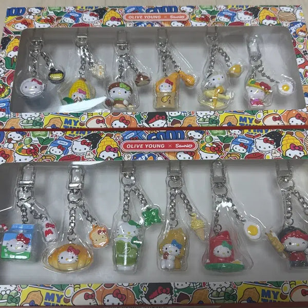 [BUNJANG] Hello Kitty Figurine Keychain (Snack, Meal) Set / 올리브영 텐바이텐 지역 헬로키티 피규어 키링(간식, 식사)세트