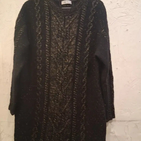[BUNJANG] SJ Black Gold Thread Cable Knit / SJ SJ 블랙 금사 케이블 니트