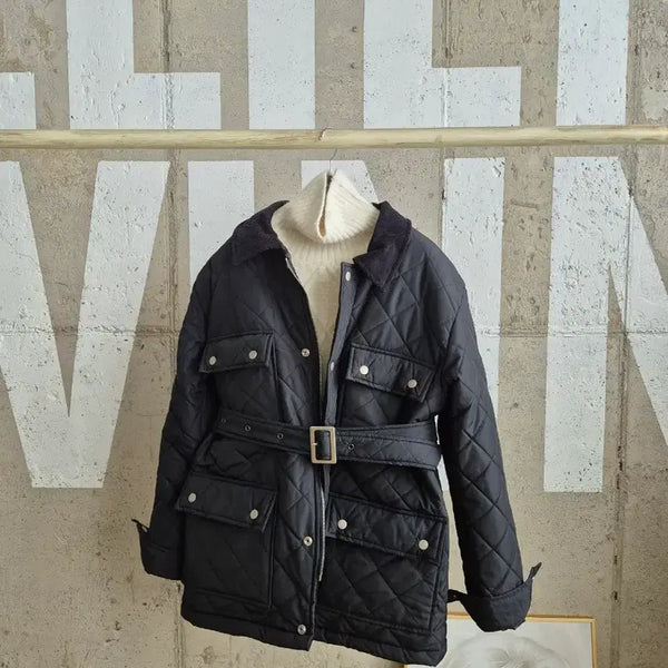 [BUNJANG] Quilted Padded Belted Jacket / 퀼팅패딩 벨트 자켓 (S3