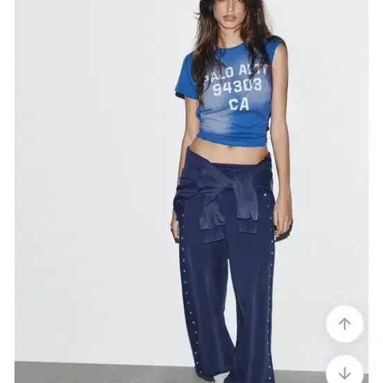 [BUNJANG] ZARA Studded Washed Jogger Pants Blue / ZARA 자라 스터드 워시드 밴딩 조거 팬츠 4174/031 BLUE