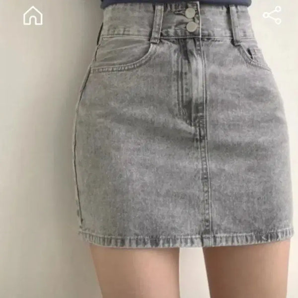 [BUNJANG] Denim Mini Skirt Grey Button Vintage Distressed / 데님 미니 스커트 그레이 버튼 숏 치마 회색 청치마 44 s 연그레이 연청 빈티지 헤짐
