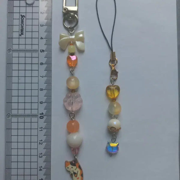 [BUNJANG] Tricolor Cat Beaded Keychain Set / 삼색고양이 컨셉 비즈 키링 세트