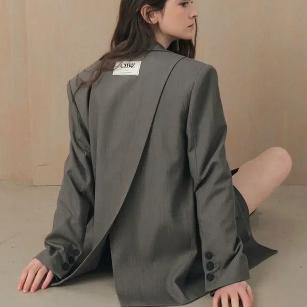 [BUNJANG] Citybreeze Diagonal Cut Jacket Grey / 시티브리즈 사선절개자켓 그레이 free