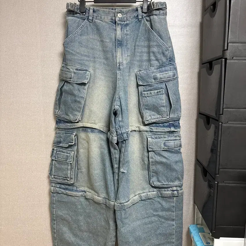 [BUNJANG] Project G/R Oversized Convertible Cargo Pants Blue / 프로젝트 G/R 오버사이즈 컨버터블 카고 팬츠 블루