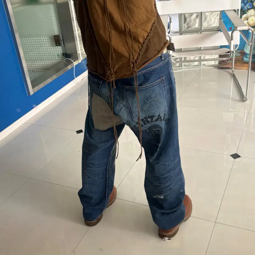 [BUNJANG] Bape Patchwork Damage Processing Denim Pants / Bape 베이프 denim pants
