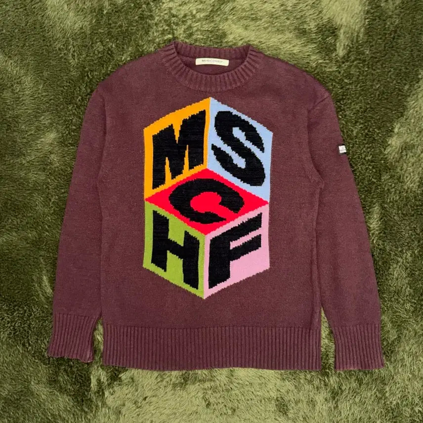 [BUNJANG] MSCHF 19FW Cube Logo Knit Brown / MSCHF 미스치프 19FW 큐브 로고 니트 브라운