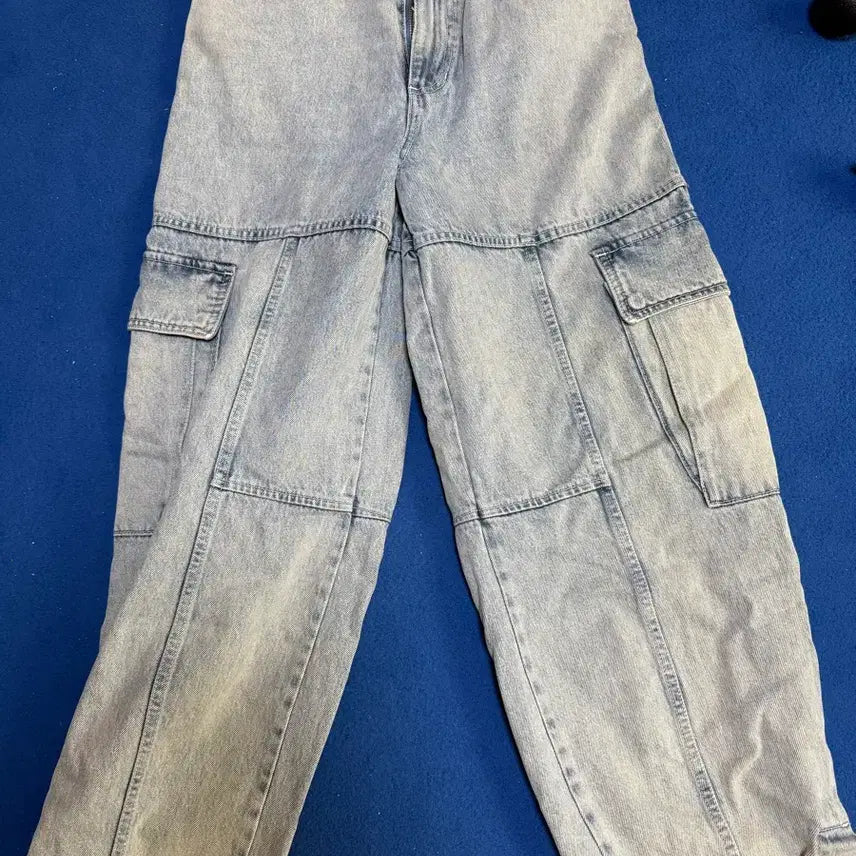 [BUNJANG] Solid Homme Balloon Cargo Denim Pants (Light Wash) / 솔리드옴므 벌룬 카고 데님 연청 46