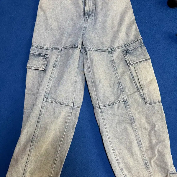 [BUNJANG] Solid Homme Balloon Cargo Denim Pants (Light Wash) / 솔리드옴므 벌룬 카고 데님 연청 46