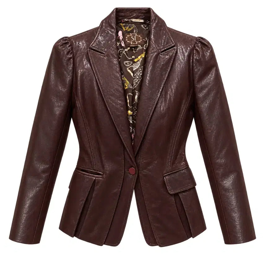 [BUNJANG] Brown Lambskin Leather Slim Fit Jacket / 브라운 양가죽 자켓 슬림핏