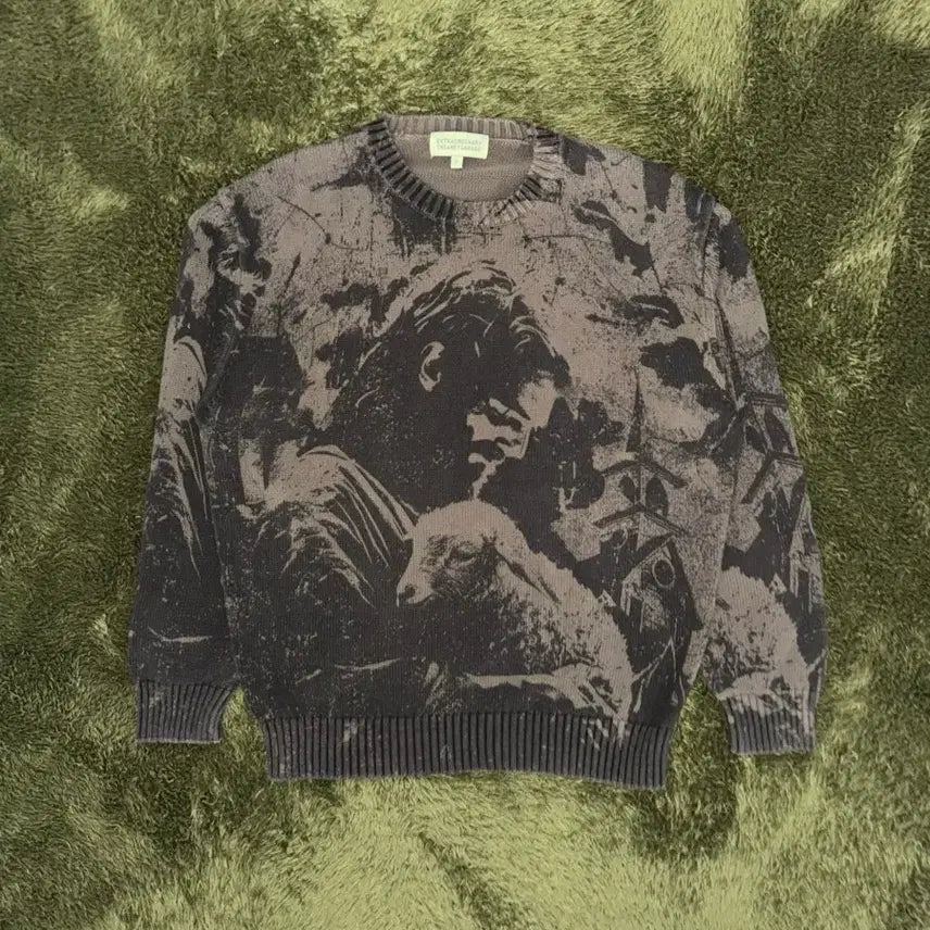 [BUNJANG] Insane Garage x Extraordinary SHEPHERD Print Knit L / [L] 인세인개러지 x 엑스트라오디너리 SHEPHERD 프린트 니트