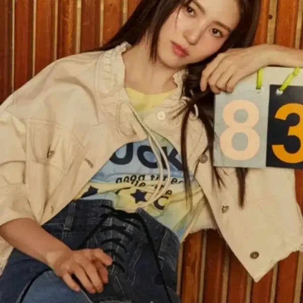 [BUNJANG] Lucky Chouette 2021 Denim Crop Jacket / 2021.럭키슈에뜨)한소희착용 데님 크롭자켓