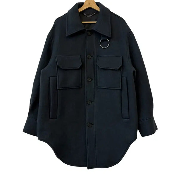 [BUNJANG] Solid Homme Wool Metal Ring Detail CPO Overshirt Jacket Teal Green / 솔리드옴므 울 메탈 링 디테일 CPO 오버셔츠 자켓 틸그린 46 정품