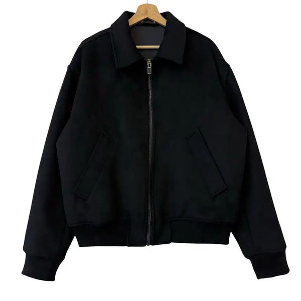 [BUNJANG] Zara Wool Blend Zip-Up Bomber Jacket Black L / 자라 울 블렌드 집업 봄버 자켓 블랙 L 정품