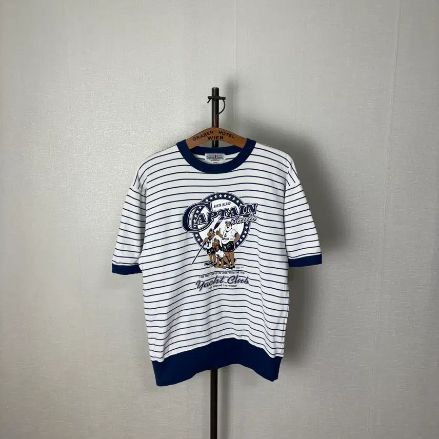 [BUNJANG] 90s Captain Santa Striped Ringer T-Shirt / 90s 캡틴산타 스트라이프 링거 티
