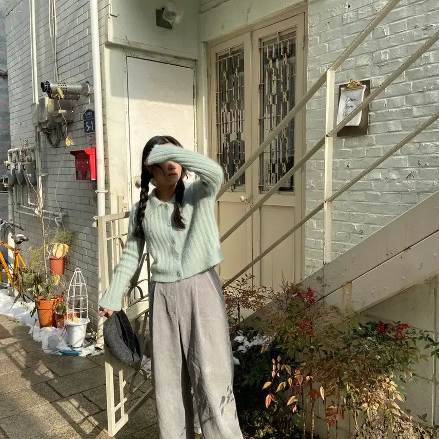 [BUNJANG] Fairy Fit Angora Cardigan Mint / 페어리핏 앙고라 가디건 민트