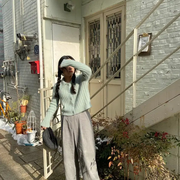 [BUNJANG] Fairy Fit Angora Cardigan Mint / 페어리핏 앙고라 가디건 민트