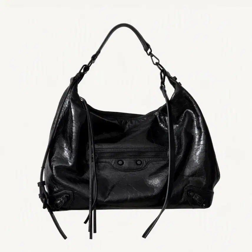 [BUNJANG] Black Leather Shoulder Bag / 블랙 가죽 숄더백