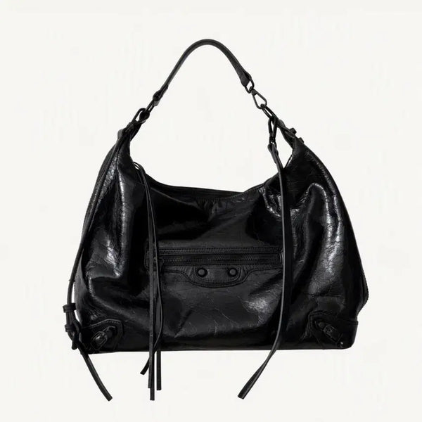 [BUNJANG] Black Leather Shoulder Bag / 블랙 가죽 숄더백