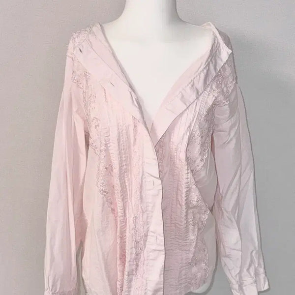 [BUNJANG] Vintage Light Pink Oversized Blouse / 일본 빈티지 연핑크 블라우스