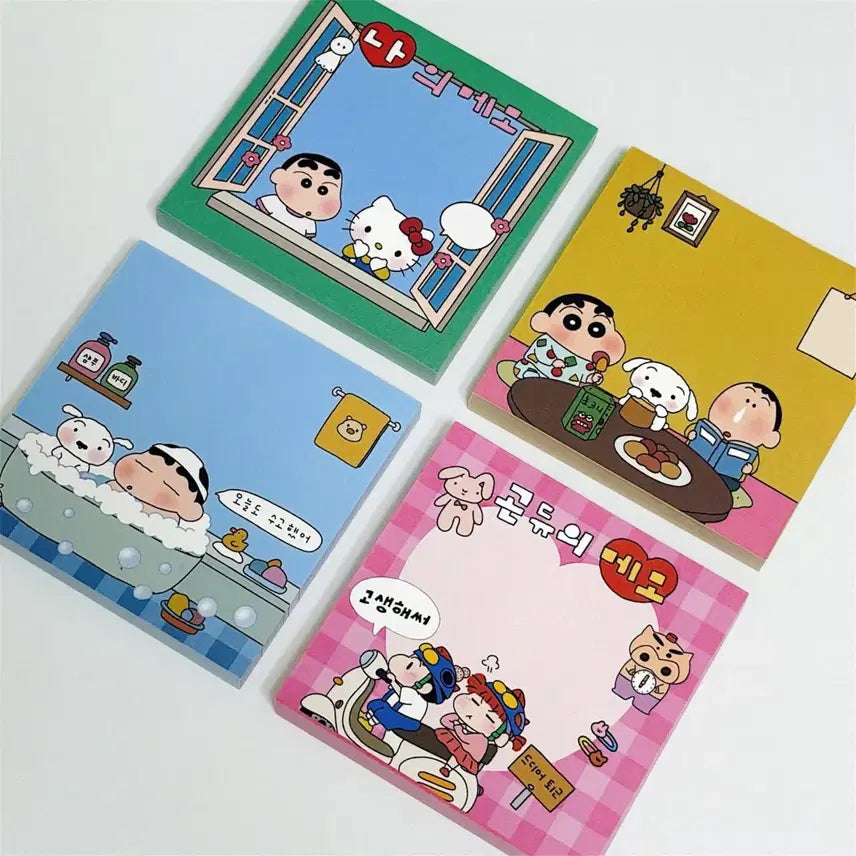 [BUNJANG] Crayon Shin-chan Memo Pad (Approx. 100 Sheets, 4 Designs) / [덤맛집] 짱구 떡메 메모지 100매 4종