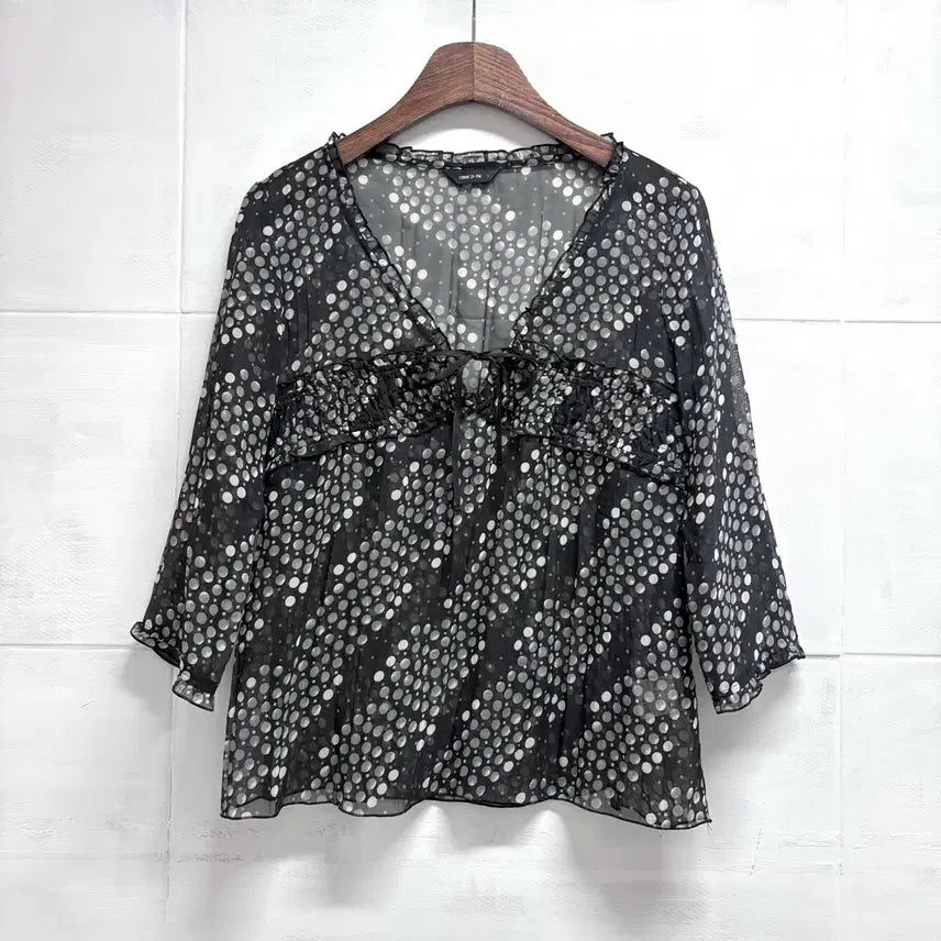 [BUNJANG] Comme ca ism Polka Dot Sheer Frill Blouse L / comme ca ism 도트 시스루 프릴 블라우스 L JPN