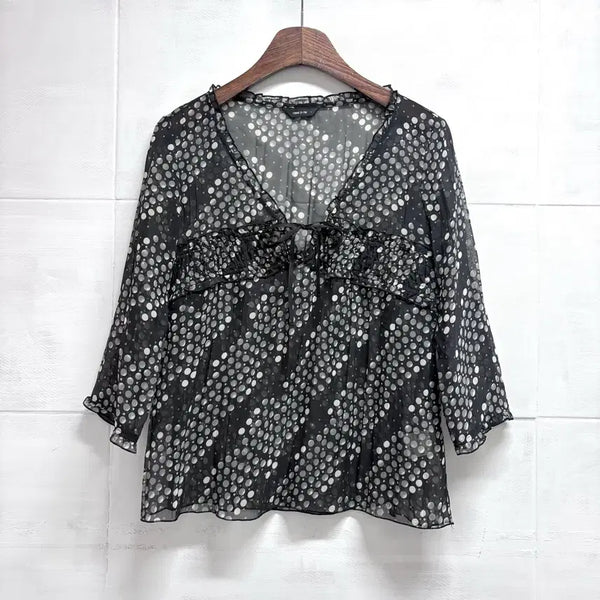 [BUNJANG] Comme ca ism Polka Dot Sheer Frill Blouse L / comme ca ism 도트 시스루 프릴 블라우스 L JPN