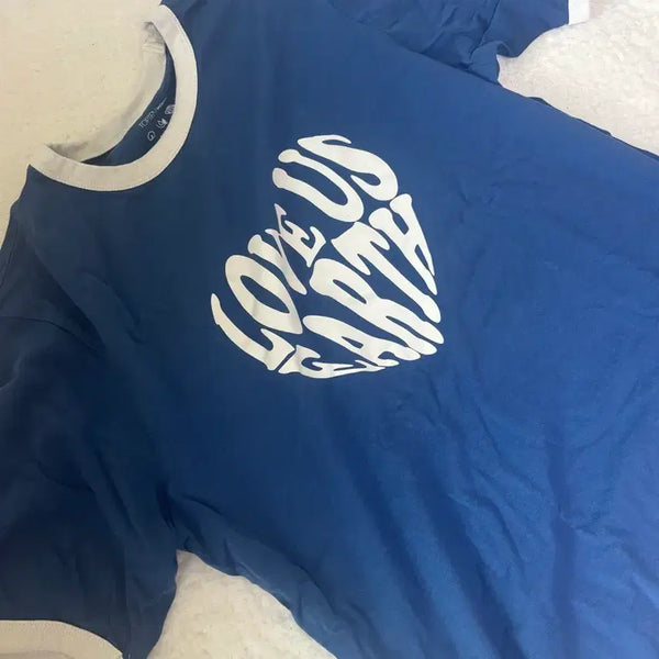 [BUNJANG] Blue Heart Vintage T-Shirt / 파란색 하트 빈티지 옷 반팔
