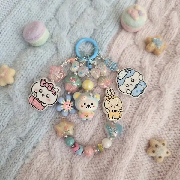 [BUNJANG] Chiikawa Pastel Bead Charm Keychain / 치이카와 키링
