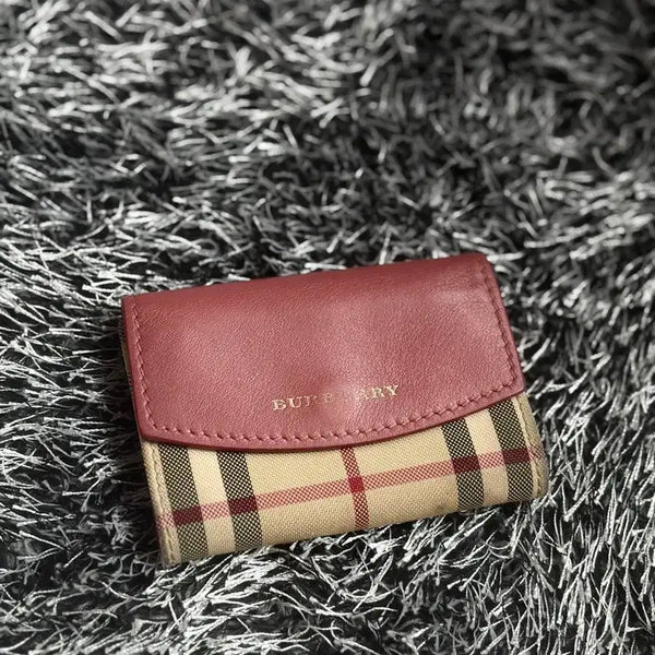 [BUNJANG] Burberry Leather Card Holder - Pink Check / 버버리 카드지갑