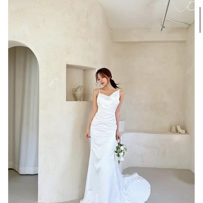 [BUNJANG] Mermaid Line Silk Wedding Dress / 웨딩드레스 셀프웨딩드레스 롱