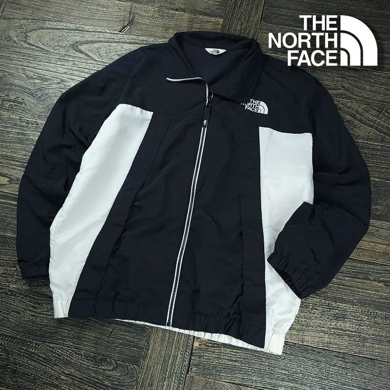[BUNJANG] The North Face White Color Block Zip-Up Windbreaker Jacket Black XL / 노스페이스 화이트 배색 집업 바람막이 자켓 블랙 M22431