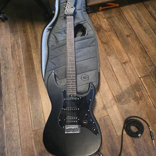 [BUNJANG] HEX E-100 Black Guitar with Strap, Damper, Picks, Bag, and Stand / 헥스 e-100 블랙(스트랩,댐퍼,피크,가방, 거치대 포함)