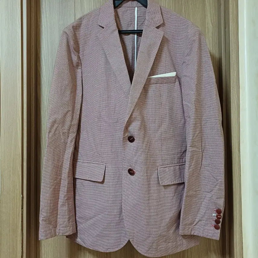 [BUNJANG] Men's Check Pattern Two-Button Jacket with Pocket Square Detail / 체크 자켓