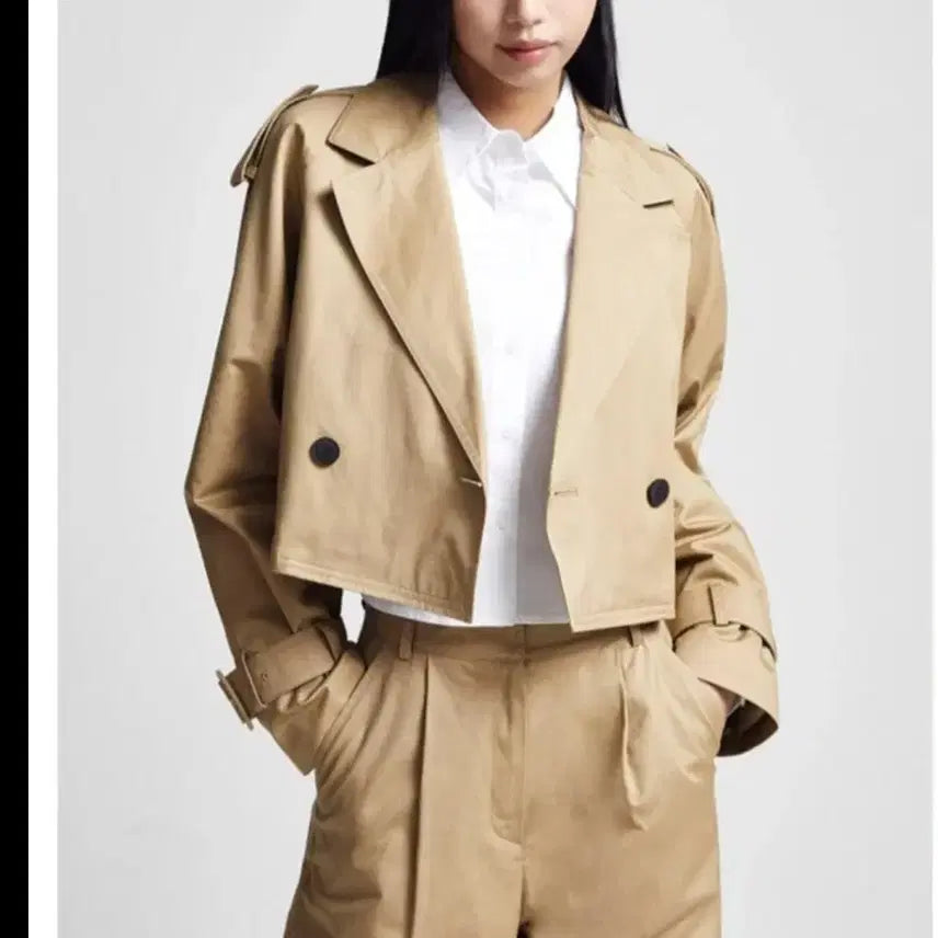 [BUNJANG] MIXXO Double Cropped Short Trench Jacket (Small) / 24신상 미쏘 더블 크롭 숏 트렌치 자켓 5566