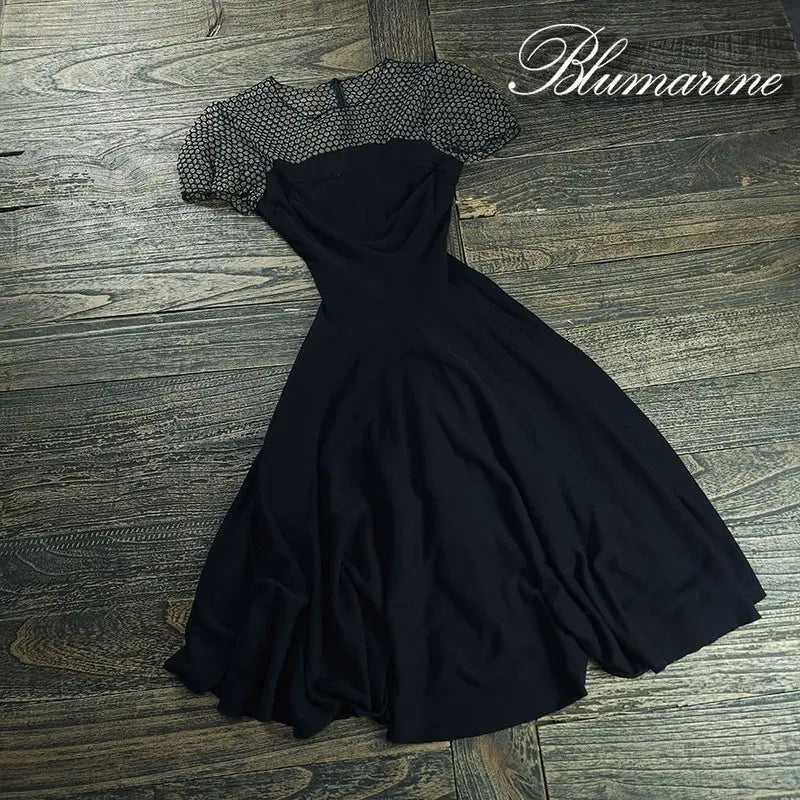 [BUNJANG] Blumarine Mesh Neck Line Dress Black / 블루마린 메쉬 넥 라인 원피스 블랙 P02132