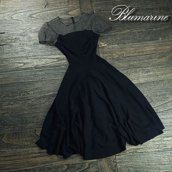 [BUNJANG] Blumarine Mesh Neck Line Dress Black / 블루마린 메쉬 넥 라인 원피스 블랙 P02132