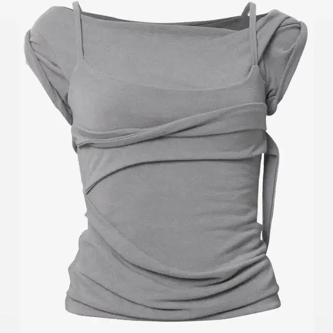 [BUNJANG] Flare Up Layered Bustier T-shirt / 플레어업 레이어드 뷔스티에 티셔츠