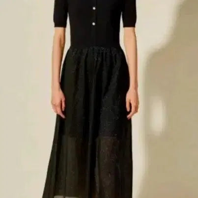[BUNJANG] Sandro Navy Textured Block Glitter Long Dress / 2021.산드로)네이비.텍스처블록 글리터 롱원피스