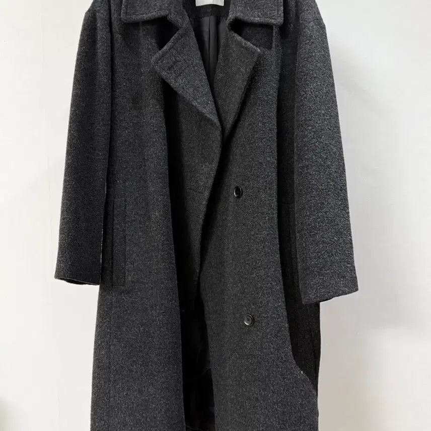 [BUNJANG] Demoo Charcoal Wool Blend Long Coat / 디데무 짙은 차콜 모 코트
